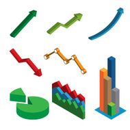 Set of 3d vector charts for design elements in inforgraphics