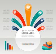 Social media networks infographics diagram with information icons elements set