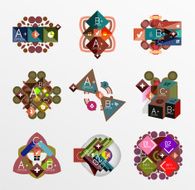 Set of abstract geometric shapes with options N165