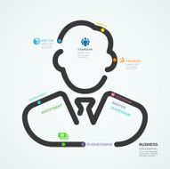 Businessman concept diagram line style infographic template