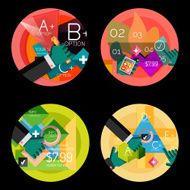 Set of flat design circle option infographics concepts N92