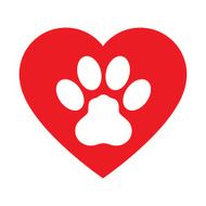 Animal Paw Print with love heart - VECTOR