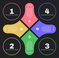 Flat style infographics with four arrows and circles