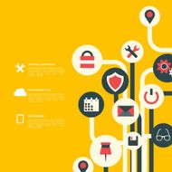 Flat abstract background with web icons Interface symbols Cloud computing N6