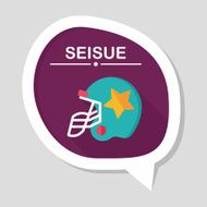 american football helmet flat icon with long shadow eps10 N11