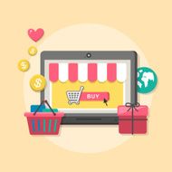 Flat design concept with icons of online shop ideas symbol