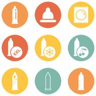 Vector Set of Condom Icons Types Condoms N2