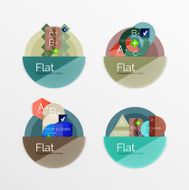 Set of flat design circle infographic icons N18