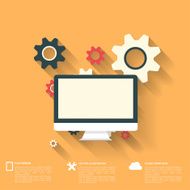 Flat abstract background with web icons Interface symbols Cloud computing N7