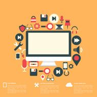 Flat abstract background with web icons Interface symbols Cloud computing N9