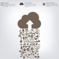 Flat abstract background with web icons Interface symbols Cloud computing N10