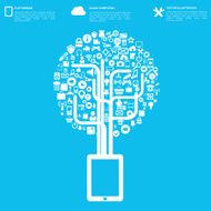Flat abstract background with web icons Interface symbols Cloud computing N11