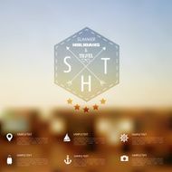 Summer abstract blurred defocused background with travel label Holidays sea