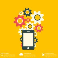 Flat abstract background with web icons Interface symbols Cloud computing N12