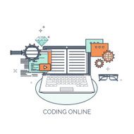 Vector illustration Flat computing background Programming coding Web development and N6