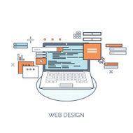 Vector illustration Flat computing background Programming coding Web development and N8