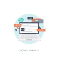 Vector illustration Flat computing background Programming coding Web development and N14