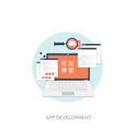 Vector illustration Flat computing background Programming coding Web development and N16