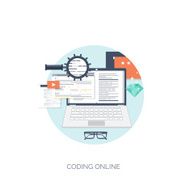 Vector illustration Flat computing background Programming coding Web development and N18