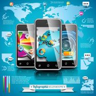 Mobil phone design set of infographic elements