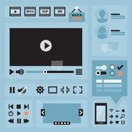 Flat UI design elements set for web and mobile