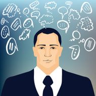 Businessman with speech doodles N2