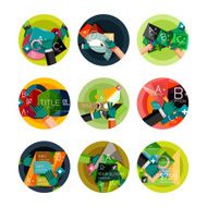 Set of flat design circle option infographics concepts N109