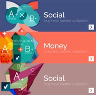Flat modern info banner set N77