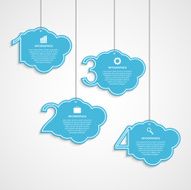 Numbered infographic design template in the form of clouds