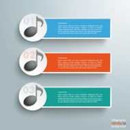 3 Colored Banners Black Music Notes
