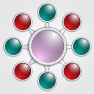 Vector business graphic template with red blue and pink circles