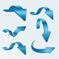 Set of Isolated 3D Blue Arrows
