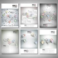 Timeline abstract network and world map with pointer marks Brochure N2