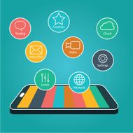Touchscreen Smartphone with Application Icons Smart Phone Apps