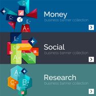 Flat design paper infographic banner set N179