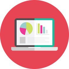 Flat Vector Icon of Laptop With Market Analysis