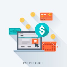 Pay per click flat style colorful vector icon set