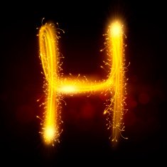 3d sparkler firework letter H