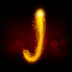 3d sparkler firework letter J