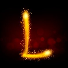 3d sparkler firework letter L