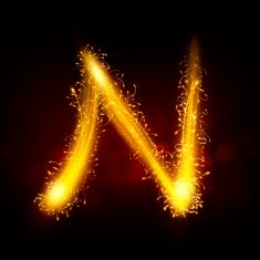 3d sparkler firework letter N