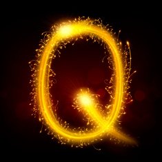 3d sparkler firework letter Q