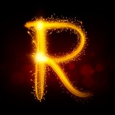 3d sparkler firework letter R
