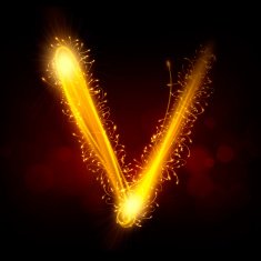 3d sparkler firework letter V