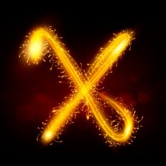 3d sparkler firework letter X