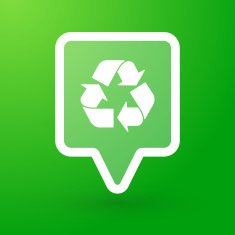 Square tooltip with a recycle sign N2