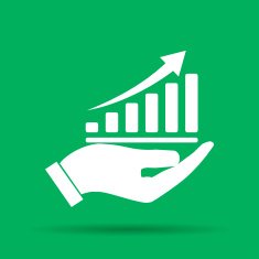 chart icon with hand vector illustration Flat design style N3