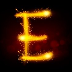 3d sparkler firework letter E