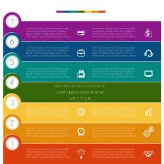 Infographic strips numbered seven template