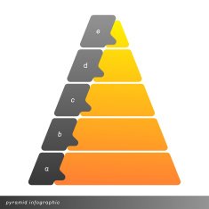 Vector pyramid infographic shows growth with gradient fill N4